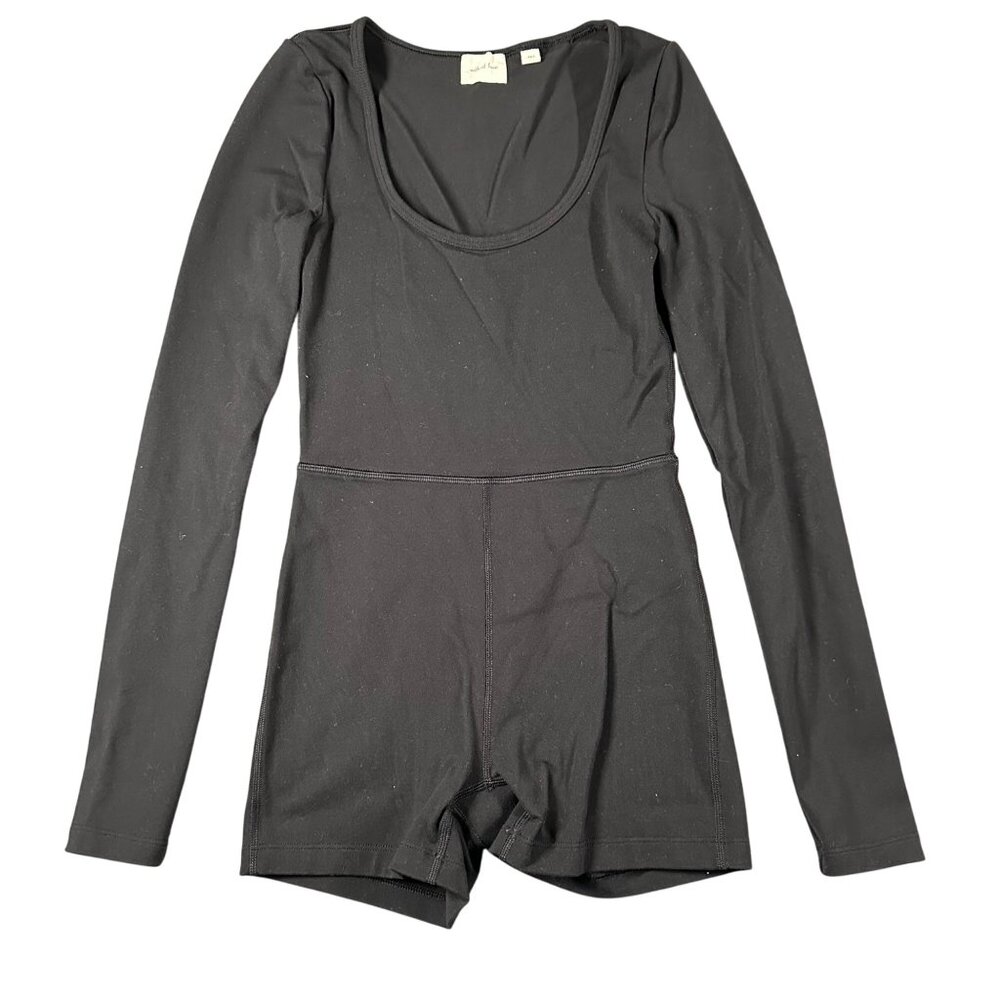 Aritzia Wilifred Free 2XS Black Kaz Romper Scoop Neck Long Sleeve Soft Pull‎ On